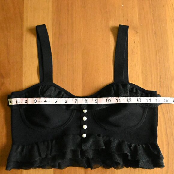Sandro Black Ruffle Crop Top - Picture 14 of 16